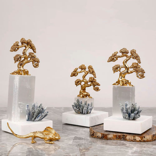 VICKY YAO Table Decor - Exclusive Design Luxury Golden Bonsai Natural Crystal Table Art