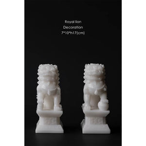 VICKY YAO Table Decor - The Forbidden City Inspired Jade White Table Decoration Pair Of Lion