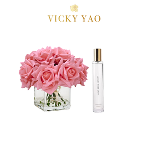 VICKY YAO FRAGRANCE - Natural Touch Damask Flamingo Pink Rose Floral Art & Luxury Fragrance 50ml
