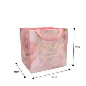 VICKY YAO FRAGRANCE - Natural Touch Baby Pink 12 Alice Roses Golden Ceramic Pot & Luxury Fragrance 50ml