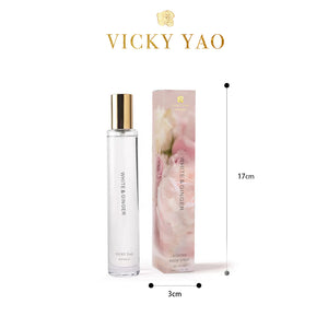 VICKY YAO FRAGRANCE - Natural Touch Purple Gray 12 Alice Roses Golden Ceramic Pot & Luxury Fragrance 50ml