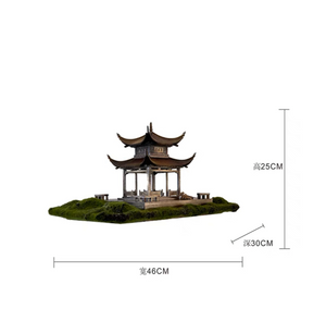 VICKY YAO Bonsai Art - Exclusive Design Suzhou Traditional Garden Aesthetic Gazebo Faux Moss Bonsai Art