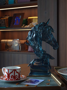 VICKY YAO Table Decor - Luxury Danish Crystal Resin Clean Ice Blue Horse Table Decor