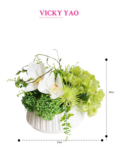 Vicky Yao Faux Floral - Exclusive Design Fresh Green Real Touch Artificial Flowers Arrangement