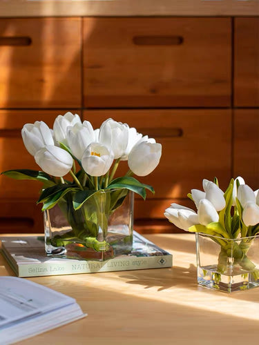 VICKY YAO Gift Box - Exclusive Design Natural Touch Faux Tulips Arrangement & Luxury Fragrance 50ml