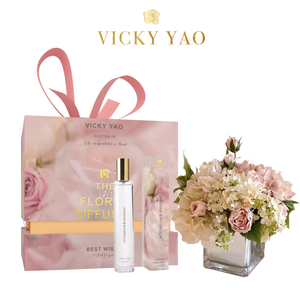 Vicky Yao FRAGRANCE - Natural Elegant Artificial Pink Hydrangea Floral Art & Luxury Fragrance 50ml