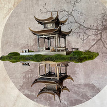 將圖片載入圖庫檢視器 VICKY YAO Bonsai Art - Exclusive Design Suzhou Traditional Garden Aesthetic Gazebo Faux Moss Bonsai Art