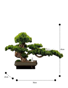 VICKY YAO Faux Bonsai - Artificial Bonsai Tree in Realistic 4 feet Ceramic Pot 70x25x45cm