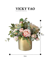 Load image into Gallery viewer, VICKY YAO Faux Floral - Natural Touch Europe Faux Rose Art in Golden Pot