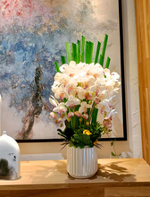 Load image into Gallery viewer, VICKY YAO Faux Floral - High End Luxury Artificial White Orchid Arrangement 100cm H