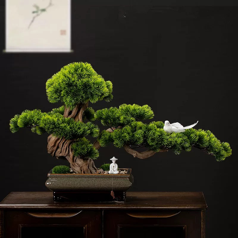 VICKY YAO Faux Bonsai - Exclusive Design Handmade Artificial Bonsai Tree in Realistic 4 feet Ceramic Pot 70x25x45cm