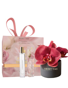 VICKY YAO FRAGRANCE - Cute Natural Touch Red Faux Orchid Art & Luxury Fragrance 50ml