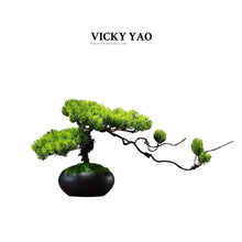 Load image into Gallery viewer, VICKY YAO Faux Bonsai - Natural Fresh Green Pine Artificial Bonsai Arrangement &amp; Luxury Bonsai Fragrance 50ml