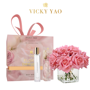 VICKY YAO FRAGRANCE - Natural Touch Damask Flamingo Pink Rose Floral Art & Luxury Fragrance 50ml