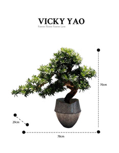 VICKY YAO Faux Bonsai - Exclusive Design Faux Bonsai Art In Ceramic Pot Gift for Him