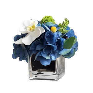 VICKY YAO Faux Floral - Exclusive Design Dream Blue Artificial Hydrangea Flowers Arrangement
