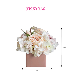 VICKY YAO FRAGRANCE - Love & Dream Series Nude Pink Hydrangea Floral Art & Luxury Fragrance Gift Box