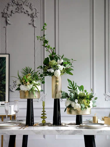 VICKY YAO Faux Floral - Exclusive Design Bottom Black Vase Artificial Floral Arrangement
