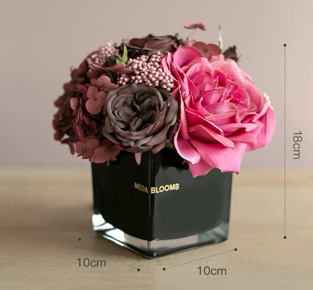 VICKY YAO Faux Floral - Real Touch Exclusive Design Artificial Black Roses Flower Arrangement