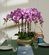 画像をギャラリービューアに読み込む, VICKY YAO Faux Floral  - Exclusive Design High End  Fushia Big 10 Stems Artificial Orchid Pot Flower Arrangement