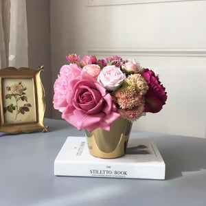 Vicky Yao Faux Floral - Exclusive Design Real Touch Pink Artificial Flowers Arrangement