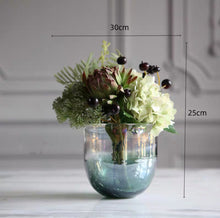 Laden Sie das Bild in den Galerie-Viewer, Vicky Yao Faux Floral - Exclusive Design Luxury Artificial Hydrangea Arrangement With Green Vase