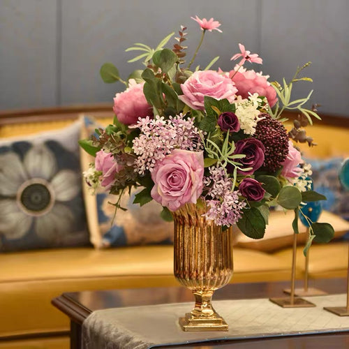 VICKY YAO Faux Floral - Exclusive Design Purple Artificial Roses Arrangement