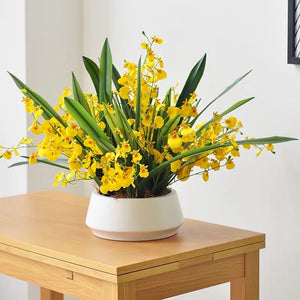 Vicky Yao Faux Floral - Exclusive Design Stunning Yellow Artificial Oncidium Floral Arrangement