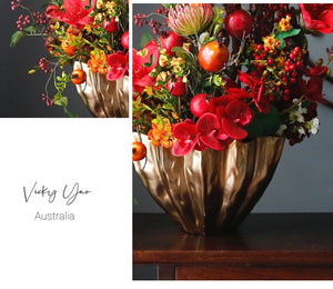 VICKY YAO Faux Floral - Exclusive Design Luxury Chinese Red Festival Flower Arrangement