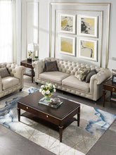 將圖片載入圖庫檢視器 Vicky Yao Luxury Furniture - Handmade Luxury French Style Armchair 2/3 Seater Linen Fabric Chesterfield Sofa
