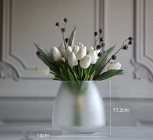 Load image into Gallery viewer, VICKY YAO  Faux Floral - Exclusive Design Luxury Artificial Tulips With Frosted Vase