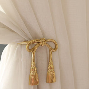 Vicky Yao Home Decor - A Pair Exclusive Design Elegant Natural Brass Bows Curtain Holdback