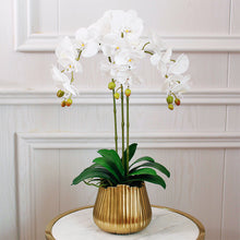 將圖片載入圖庫檢視器 VICKY YAO Faux Floral - Real Touch Exclusive Design Flower art of Phalaenopsis Orchid Golden Pot