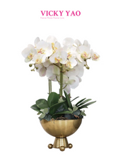 Load image into Gallery viewer, Vicky Yao Faux Floral - Exclusive Design Luxury Artificial Orchid Flower Arrangement With Triangle Ball Vase