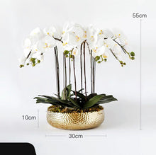 Load image into Gallery viewer, VICKY YAO Faux Floral - Best Popular Handmade Exclusive Design Natural Touch Artificial Orchids In Ceramic Golden Pot