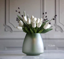 將圖片載入圖庫檢視器 VICKY YAO  Faux Floral - Exclusive Design Luxury Artificial Tulips With Frosted Vase