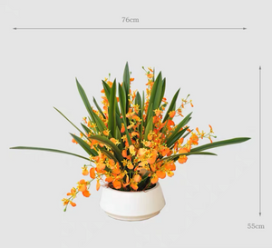 Vicky Yao Faux Floral - Exclusive Design Stunning Yellow Artificial Oncidium Floral Arrangement
