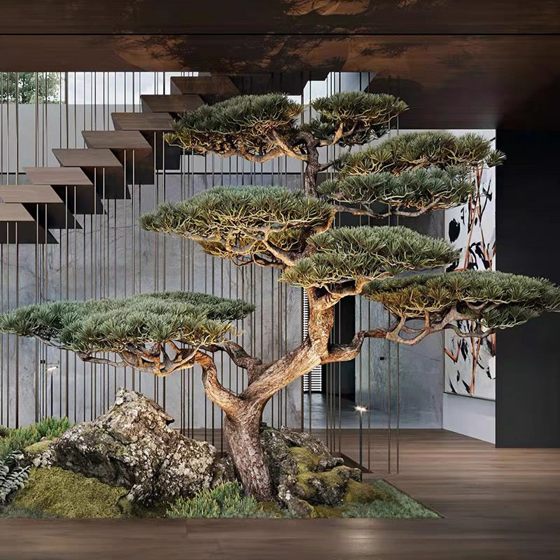 VICKY YAO Bonsai finti Opera d'arte bonsai finti con supporto in