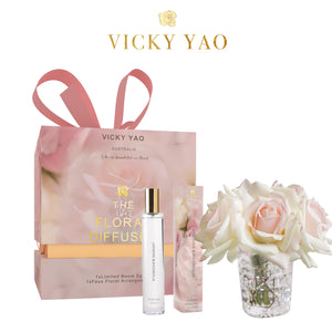 VICKY YAO FRAGRANCE - Love & Dream Series Real Touch Champagne Floral Art & Luxury Fragrance Gift Box