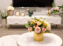 將圖片載入圖庫檢視器 VICKY YAO Faux Floral - Natural Touch Europe Faux Rose Art in Golden Pot