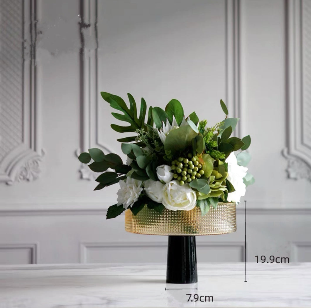 VICKY YAO Faux Floral - Exclusive Design Bottom Black Vase Artificial Floral Arrangement