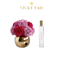 Load image into Gallery viewer, VICKY YAO FRAGRANCE - Natural Touch Mix 12 Alice Roses Golden Ceramic Pot &amp; Luxury Fragrance 50ml