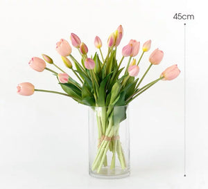 VICKY YAO Faux Floral - Spring Real Touch Elegant Faux Tulips Floral Arrangement
