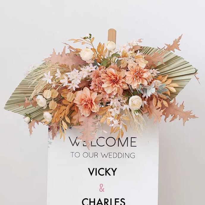 Vicky Yao Wedding Flower - Exclusive Design Decoration Wedding Orange Series Faux Floral Arrangement