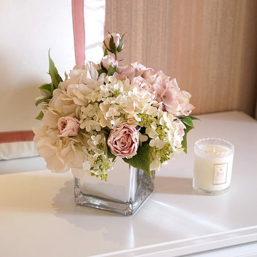 Vicky Yao FRAGRANCE - Natural Elegant Artificial Pink Hydrangea Floral Art & Luxury Fragrance 50ml