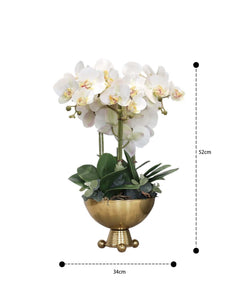Vicky Yao Faux Floral - Exclusive Design Luxury Artificial Orchid Flower Arrangement With Triangle Ball Vase