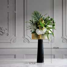 Laden Sie das Bild in den Galerie-Viewer, Vicky Yao Faux Floral - Exclusive Design Bottom Black Vase Artificial Floral Arrangement