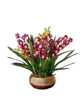 Load image into Gallery viewer, VICKY YAO Faux Floral - Exclusive Design Handmade Natural Touch Artificial Cymbidium Orchid Flower Arrangement