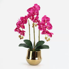 將圖片載入圖庫檢視器 Vicky Yao Faux Floral  - Exclusive Design Fushia Artificial Orchid Pot Flower Arrangement