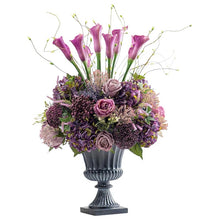 Load image into Gallery viewer, Vicky Yao Faux Floral - Exclusive Design Artificial Purple Calla Lily Rose Flower Arrangement In Urn